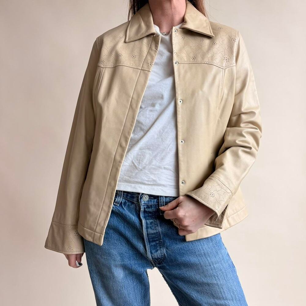 Pamala McCoy Cream Leather Jacket - NWT, Size XS